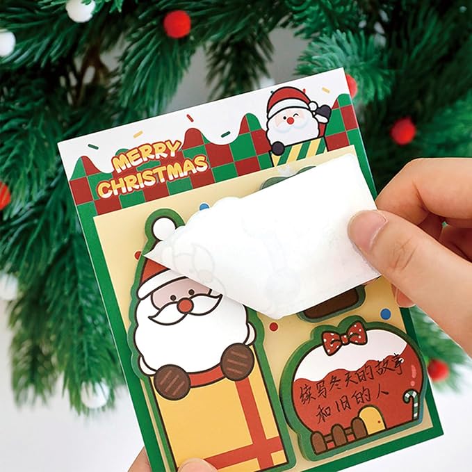 4 Pack Cute Sticky Notes Cartoon Christmas Sticky Memo Pads Kawaii Xmas Small Self-Stick Memo Note Pad Office School Supplies (Christmas)
