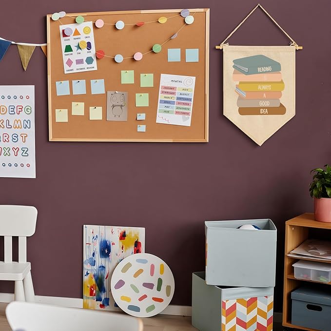Classroom Decoration-Inclusive Classroom Decor-Welcome Gift-Teacher Present-Canvas Hanging Pennant Flag Banner Wall Sign Decor Present-Birthday Christmas Gift-Reading Is Always A Good Idea