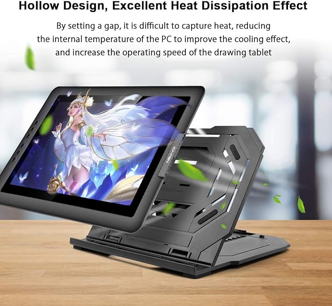 Drawing Tablet Stand, Laptop Stand for Tablet Display, 9 Levels Adjustable Angles with a Built-in Phone Holder, for 12-17 inch Drawing Tablet, Smartphones