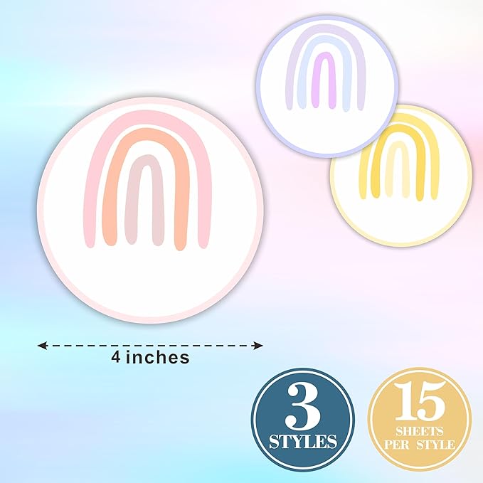 Self-Adhesive Student Name Tags -Colorful Boho Rainbow Round Name Plate Stickers for Teens -45 Pcs Multipurpose Name Label Favors Decors & Supplies for Classroom Desks Bulletin Boards School -A06