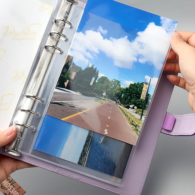 NatSumeBasics 12 A5 Binder Pockets Clear Zipless Cash Budget Envelopes for 6-Ring Notebook Binder Sheet Protectors Organize Photos Cards Bills (A5, Clear)