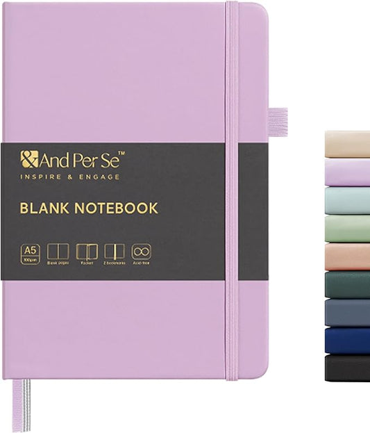 &And Per Se Blank Journal Notebook, 160 Pages, A5 5.7 x 8 inches Hardcover Notebook Journals for Writing, Valentine's Day Gift Journal for Her, Romantic Writing Diary for Women (1 Pack, Lavender)