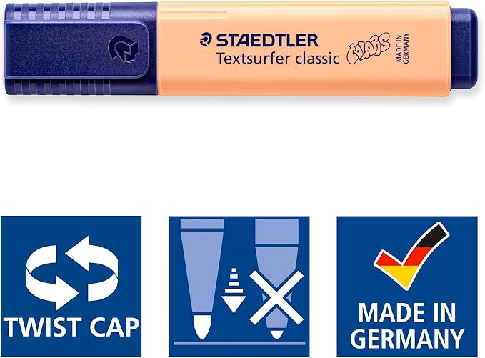 STAEDTLER 364 CWP6 Textsurfer Classic Pastel Highlighters - Assorted Colours (Pack of 6)