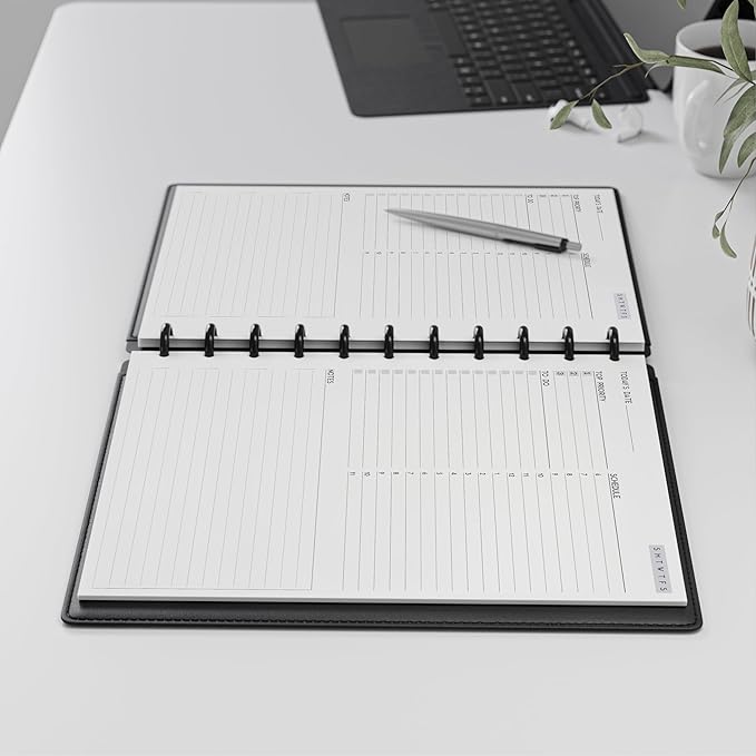 11-Disc Undated Daily Plan Paper Refill, 120 GSM, 50 Sheets (100 Pages/Days), Discbound Pre-Punched Inserts, Loose Leaf, White, 8.5 x 11 Inch, Daily To-Do, Notes, and Scheduling