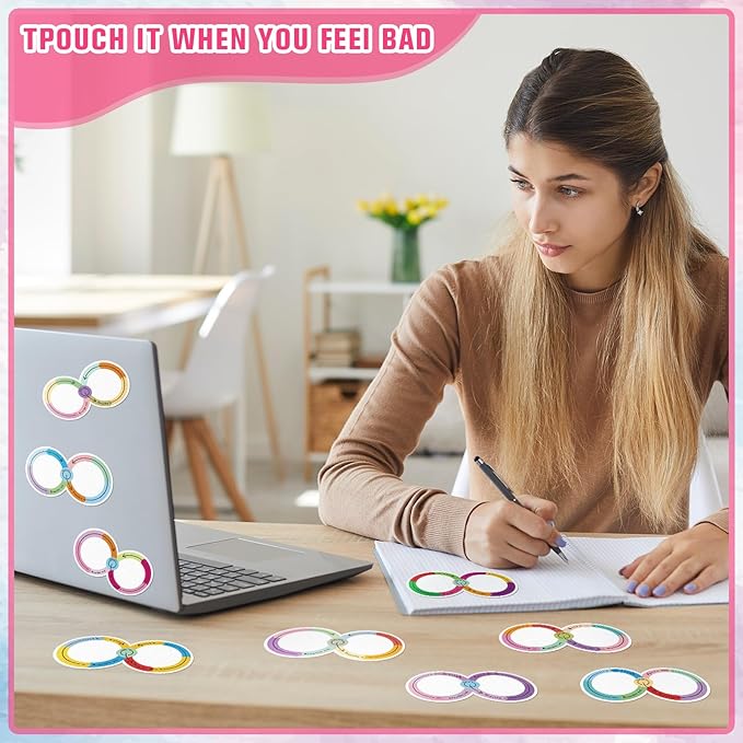Crtiin 100 Pack Sensory Strips Anxiety Mindfulness Breath Calm Stickers Adhesive Texture Rough Tactile Fidget Tape for Mental Health Relief Anti Stress Stickers(Simple)