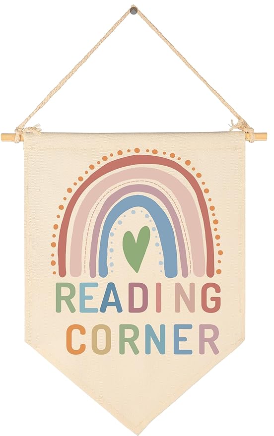 Boho Banner Flag Sign Wall Decor Gift for Boy Girl Kid Nursery Baby Room Classroom Reading Room Door-Rainbow Educational Pennant Posters-Reading Corner-Christmas Gift-15.6"x11"