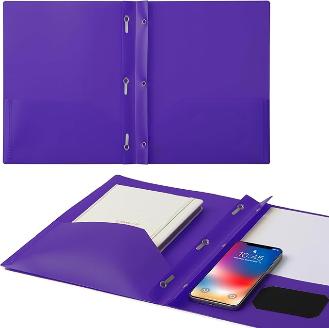 Mr. Pen- Plastic Folders with Pockets and Prongs, 5 Pack, Purple, Pocket Folders, Folders with Prongs, File Folders with Fasteners, 2 Pocket Folder, Folder with Pockets