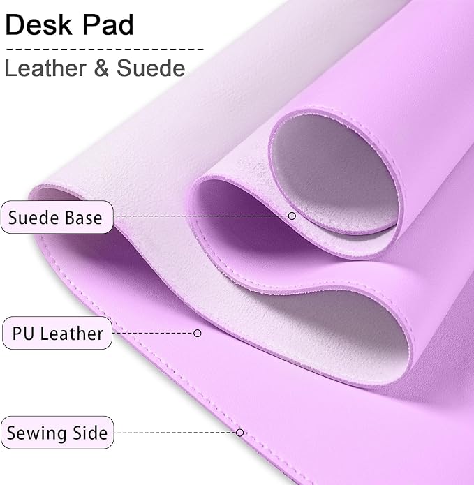 Large Desk Pad, 47.2" x 17" PU Leather Desk Mat for Desktop, Non-Slip Office Desk Mat for Desk, Desk Blotter Pad, Waterproof Computer Pad for Desk, Keyboard Mats for Home & Office (Violet)