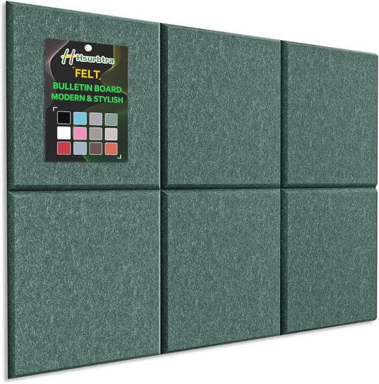 Hsurbtra Cork Board for Wall 24 x 18 Inch, 6 Pack Felt Bulletin Notice Board with Pushpins for Office Home School Farmhouse Wall Decor, Green