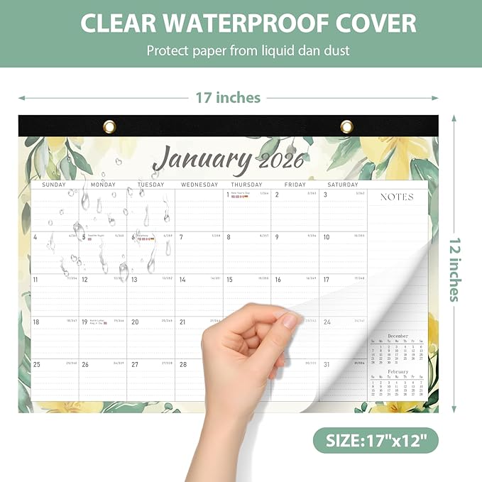 2026 Desk Calendar, Large Desktop/Wall Monthly Calendar (Jan. 2026 - Jun. 2027) 17'' x 12'' Personal Desk Planner for Teacher Family School Office Supplies