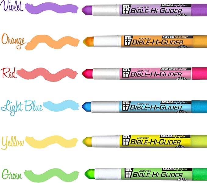 G.T. Luscombe Company, Inc. Accu-Gel Bible Highlighter, Bible Study, No Bleed Solid Gel, No Smearing or Fading, Long Lasting, Bright Translucent Color Dry Marker, Yellow