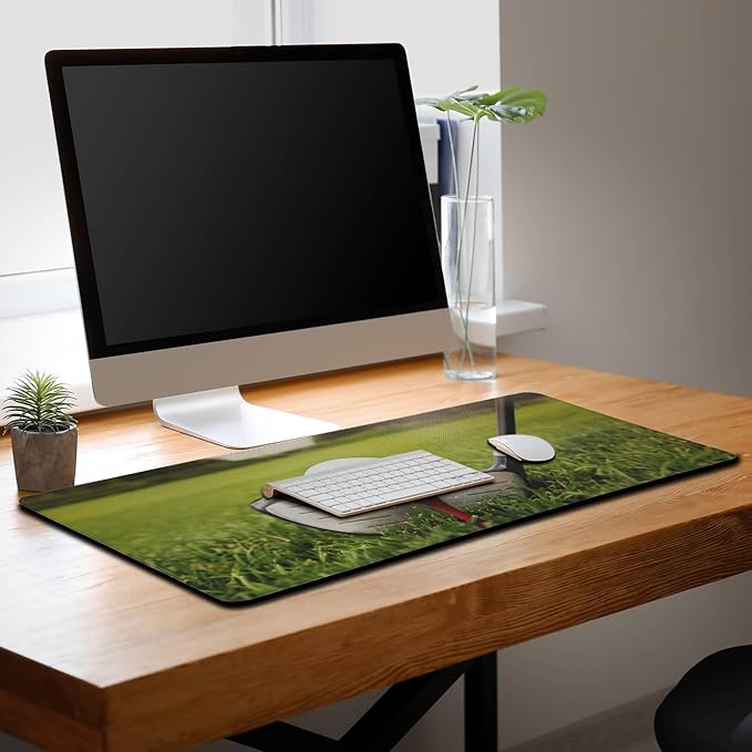 Large Desk Pad Green Big Desk Mat, Pc Mouse Pads Men¡¯s Office Accessories Gaming Desk Mats, Chic Office Desk Accessories Waterproof Non-Slip Rubber Base, 35.4 X 15.7 inch for Work/Game/Office