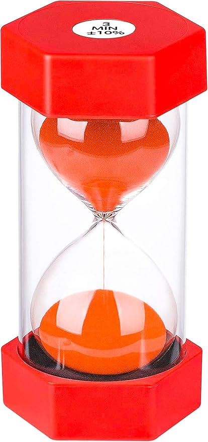 SuLiao 3 Minute Sand Hourglass Timer: Plastic Sand Clock 3 Minutes,Large Red Sand Watch 3 Min,Reloj De Arena,Colorful Hour Glass Sandglass for Kids, Games, Classroom, Kitchen, Decorative