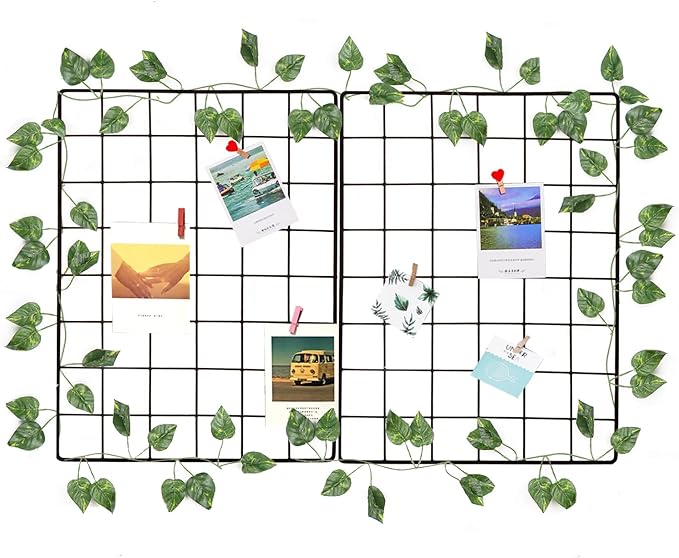 DIJIAHUA 2 Pack Wall Grid Panel Wire Photo Wall Pictures Display Board with Accessory Wall Storage Organizer Memo Board Over Desk Décor for Home, Office and Dorm