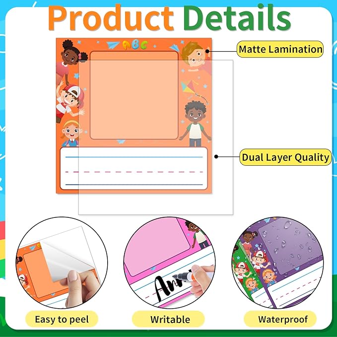 Starboling Kids Name Tags,48 Pcs Adhesive Desk Nameplates,Photo Name Tags Sticker for Classroom Student School Supplies,Name Tag Stickers Classroom Decor Name Stickers（Child Photo Name Sticker）