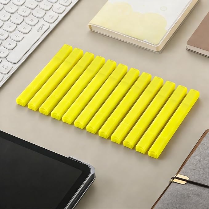 konket- Aesthetic Bible Highlighters No Bleed, Assorted Colors, Cute Pastel Highlighters, 12 pcs Chisel Tip(Yellow)