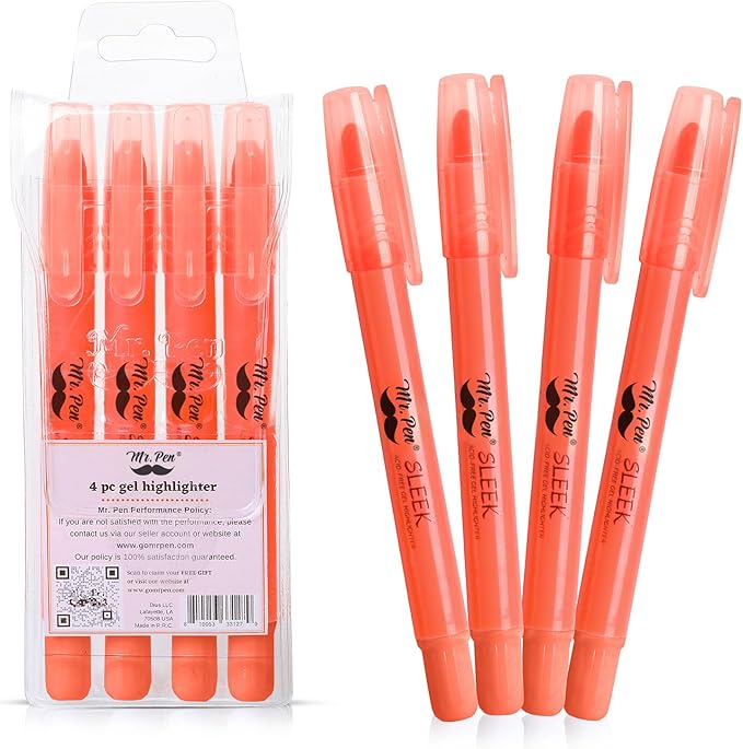 Mr. Pen No Bleed Gel Highlighter, Bible Highlighters, Pink, Pack of 4