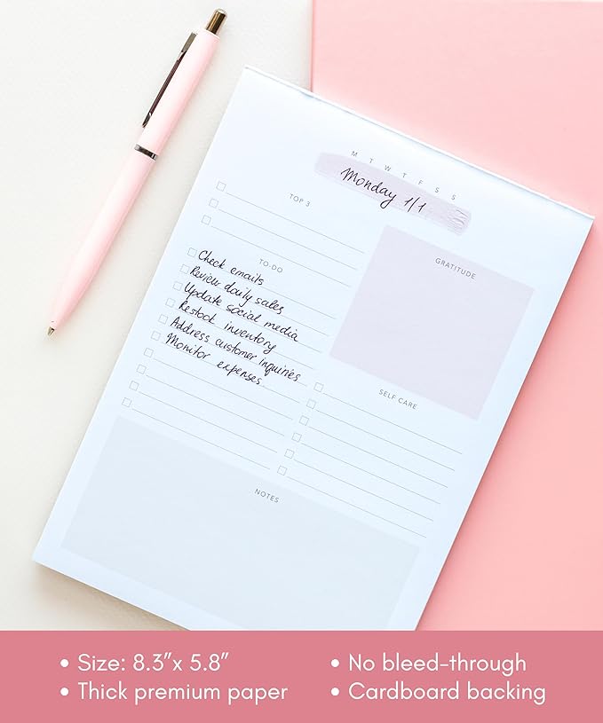 Lamare Daily To Do List Notepad – Daily Planner Undated, Work Planner and Things To Do Notepad for Productivity