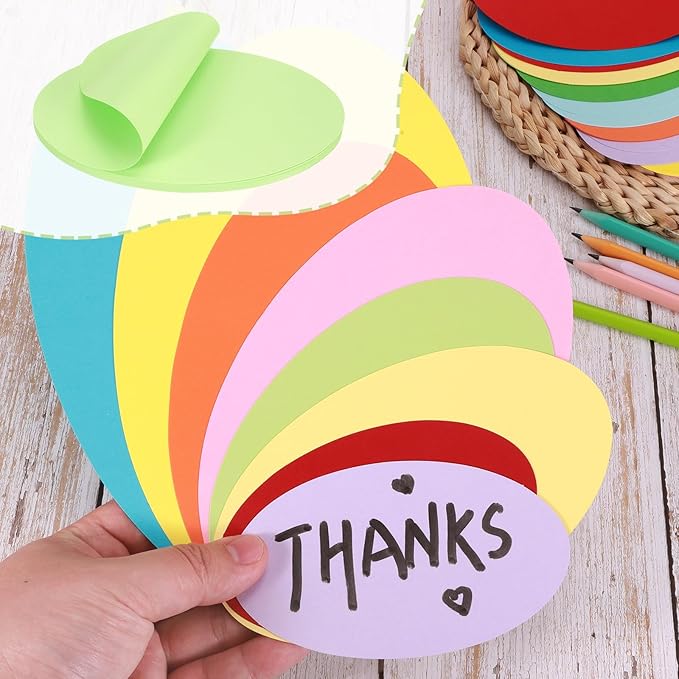MECCANIXITY 30pcs Oval Card Stock 3-3/10 Inch 50lb/180gsm Thick Cutouts Coaster Paper for Craft Bulletin Board Decor, Light Green
