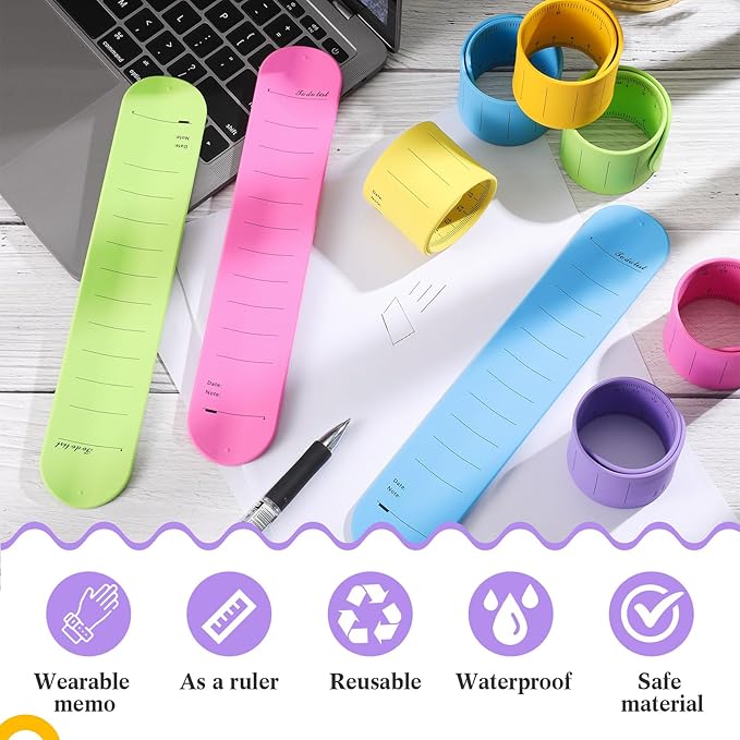 6 Pcs Nurse Silicone Bracelet to Do List Slap Silicone Reminder Bracelet Reusable Wearable Wrist Waterproof for Work Wrist Strap(Bright Color,Classic Style)