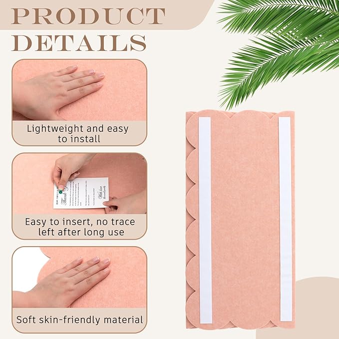 Scalloped Felt Bulletin Board 24 x 18 Inches Foldable Light Pink Pin Cork Board Alternative for Wall, 2' x 1.5' Trifold Picture Vision Self Adhesive Bulletin Decorative