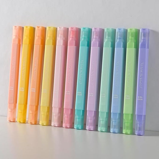 12Pcs Aesthetic Bible Pastel Highlighters and Pens no bleed Assorted Colors Cute Highlighters Double Ended Highlighter for and Office Journal