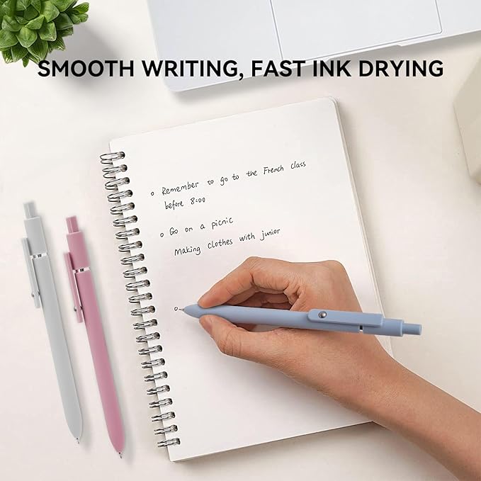 Gel Pens, 5 Pcs 0.5mm Quick Dry Black Ink Fine Point Smooth Writing Pens High-End Series Ballpoint for Office School Supplies (Morandi)