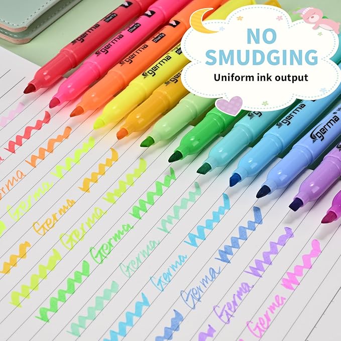 Highlighters Assorted Colors Set, 12 Pack, Chisel Tip Bright Colors, Dry Quickly Colored Highlighters for Journaling, Study Notes, School Office Supplies