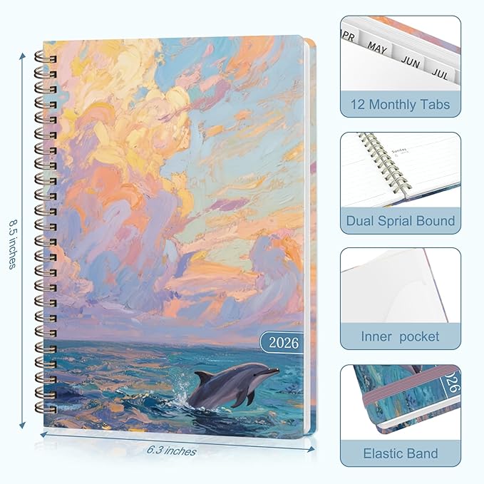 2026 Planner, Weekly and Monthly Calendar Planner Organizer, January-December, Academic Planning Agenda Book, Office School Home Suppiles for Women & Men, 6.3" × 8.5"