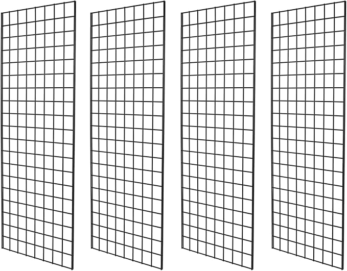 Heavy Duty Grid Wall Commercial Grade Gridwall Panels – Grid Panel for Any Retail Display Wall Grid 2' Width x 5' Height, Black (Pack of 4)