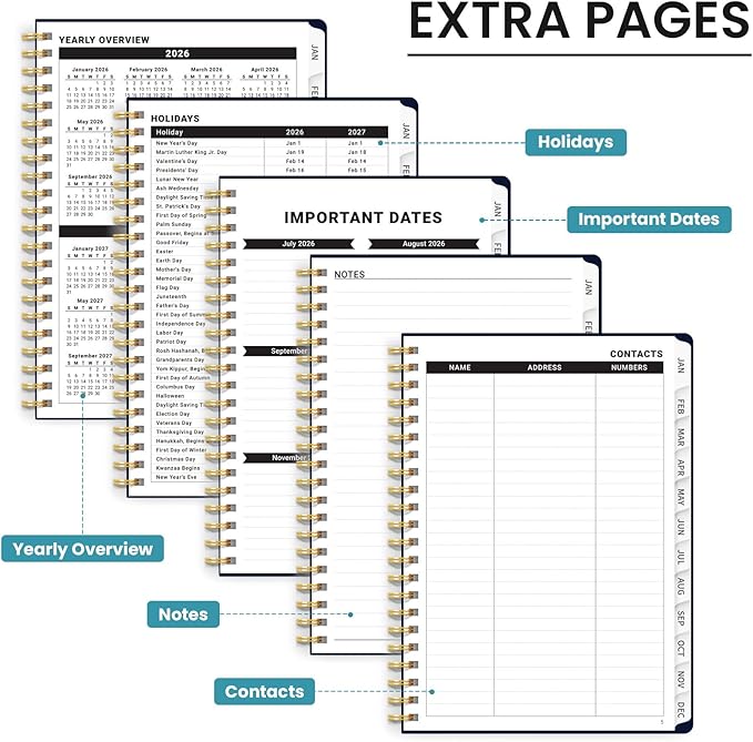 2026 Planner, Aesthetic Weekly and Monthly Planner for Women, Jan 2026 to Dec 2026, Hardcover 2026 Calendar Book with Monthly Tabs, Inner Pocket, Perfect for Office Home School - A4 (8.5" x 11"), Midnight Jungle