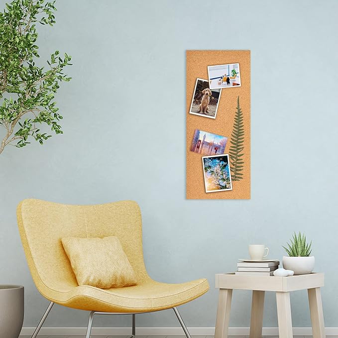 17x8 Cork Board Tiles Bulletin Board, 1/4" Thick Self-Adhesive Cork Boards for Walls, Cork Tiles Vision Board for Home, Office, School, Bulletin Board Decorations(6mm,2pc)