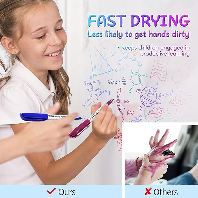 SFAIH Gifts for Kids - 12 Pack Dry Erase Markers, 12 Colors Low Odor Whiteboard Markers for Children, Perfect Stocking Stuffer, Travel Drawing & Learning, Home & School Use, Non-Toxic