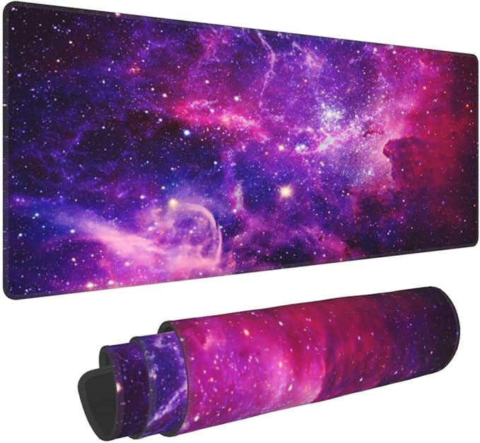 Bursting Galaxy XL Large Mouse Pad with Stitched Edges Long Non-Slip Rubber Base Mousepad Universe Outer Space Laptop Keyboard Mat Desk Pad for Office Home Desk Decor, 31.5" X 11.8"