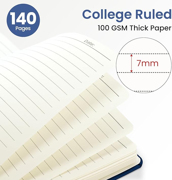 Lined Spiral Journal for Women, A5 Hardcover Cute Notebook for Work & Note Taking, Aesthetic Pretty Journal for Writing, 140 Pages, 6"x8", Ocean Postmarks