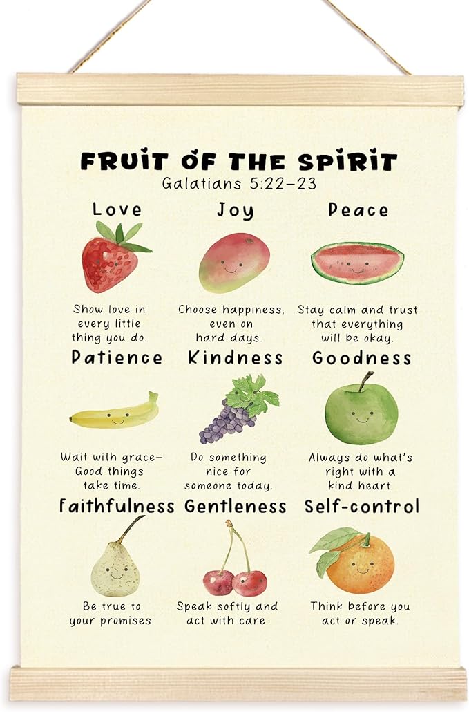 CGBHW Christian Fruit of the Spirit Poster Hanger Frame, Bible Verse Scripture Trendy Inspirational Posters Wall Art Hanging Decor for Counselling Therapy Calming Office Classroom Nursery，12x16Inch
