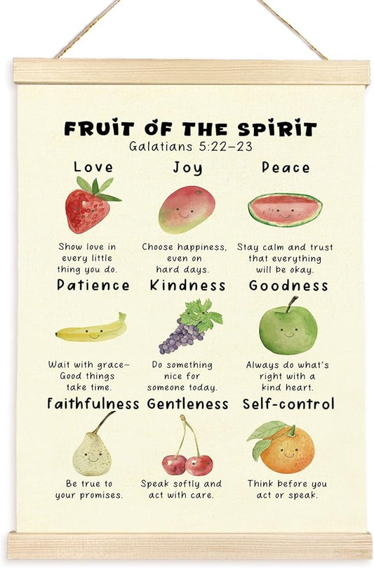 CGBHW Christian Fruit of the Spirit Poster Hanger Frame, Bible Verse Scripture Trendy Inspirational Posters Wall Art Hanging Decor for Counselling Therapy Calming Office Classroom Nursery，12x16Inch