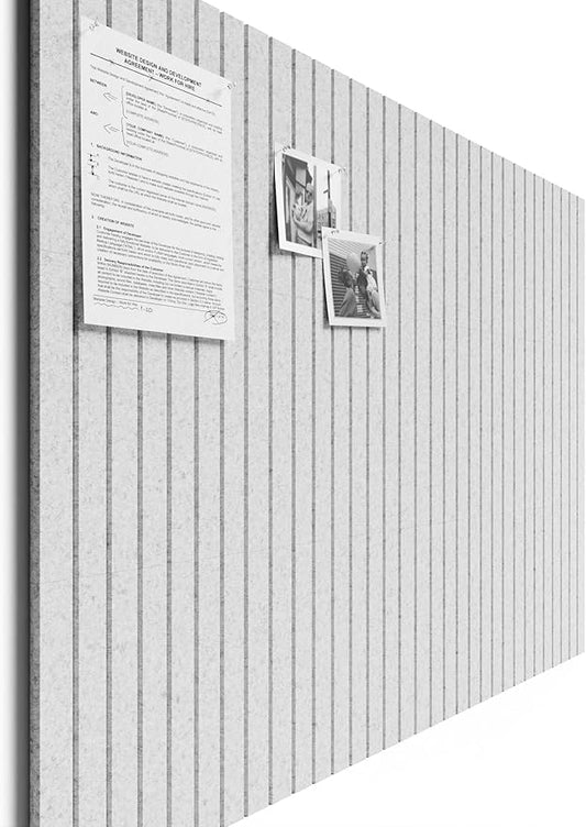 Bumusty Large Cork Board Alternative-48 x 36" Felt Bulletin Board Tiles, with 30 Pushpins, 70 Adhesive Tabs, 12-Pack Slat Wall Paneling, Cork Boards for Office Push Pin Board Felt Board-Light Gray