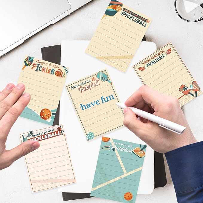 Pickleball Sticky Notes Gifts - 9 Pack Funny Pickleball Notepads 3x4 Inches, Sport Themed Self-Adhesive Memo Mini Pads, Office School Supplies Gifts for Men Women (450 Sheets)