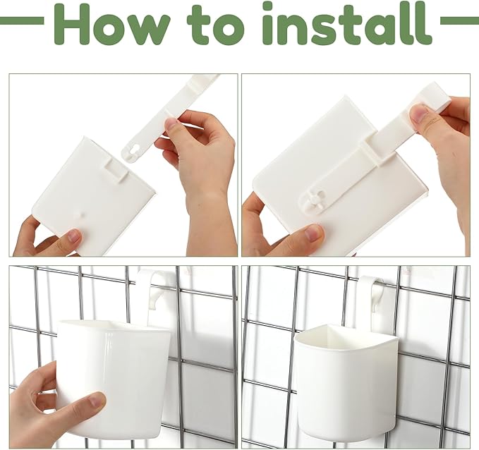 6 Pcs Grid Wall Baskets for Storage Grid Panel Accessories Hanging Bins Gridwall Cups for Kitchen and Bathroom, Hanging Baskets for Organizing, White