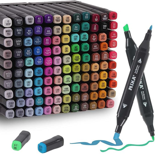 120 Colors Alcohol Art Markers Set, Dual Tips Blender for Drawing, Sketching, Coloring, Underlining, Professional Permanent Sketch Markers for Kids and Adults