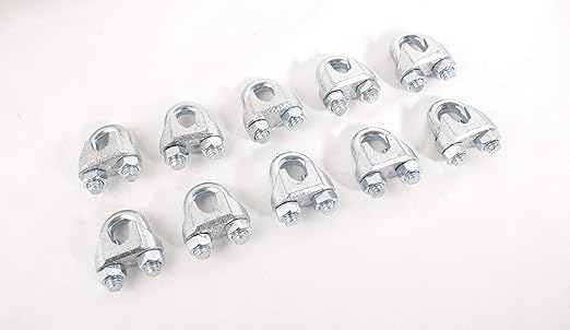 Wire Rope Clamp 3/8 inch 10 Pack Zinc Plated - Wire Rope Clip - Wire Cable Clamps