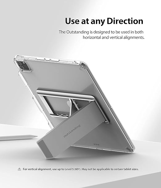 Ringke Outstanding Universal Tablet Stand Spring-Action Kickstand Multi Angle Adhesive Attachment for iPad Tablets, E-Reader, and More - Light Gray