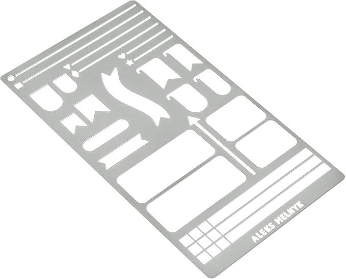 Aleks Melnyk No.62 Metal Bullet Journaling Stencil – Reusable Stainless Steel Template for Planner, Scrapbooking, Habit Tracker, Weekly Spread
