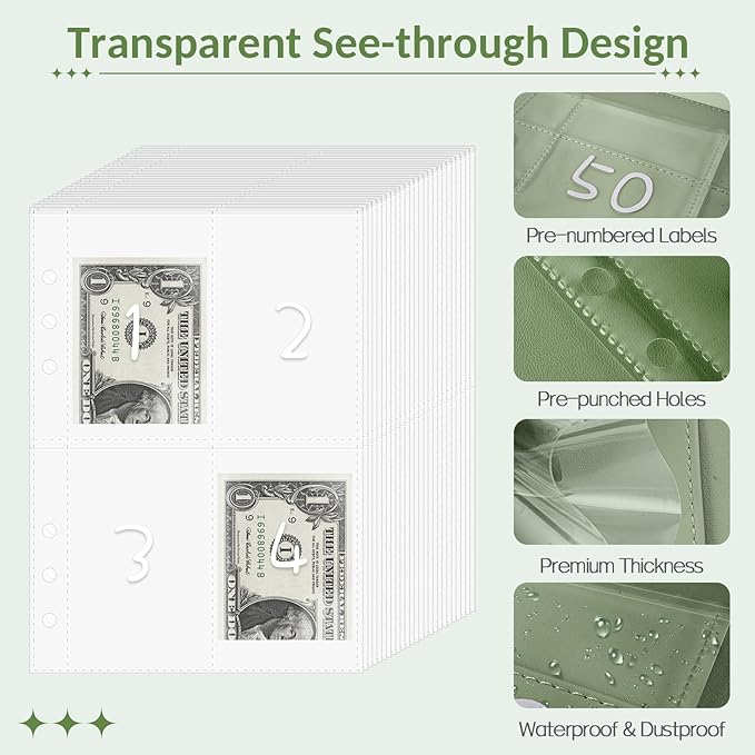 Sooez 100 Envelopes Money Saving Challenge, Savings Challenges Book with Envelopes, Flexible Saving $5050, $2600, $300, Savings Binder with 100 Pocket Pre-Number & Reusable Laminated Tracker