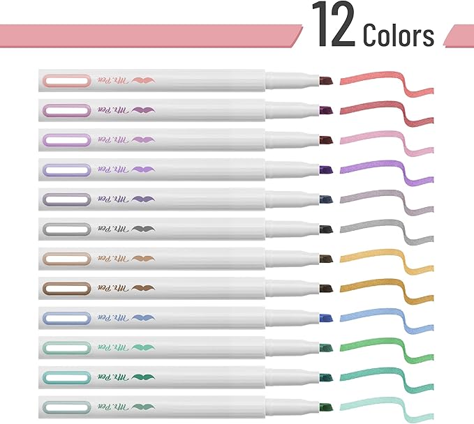 Mr. Pen- Aesthetic Highlighters, 12 Pack, Chisel Tip, Muted Pastel Colors, Cute Highlighters Assorted Colors
