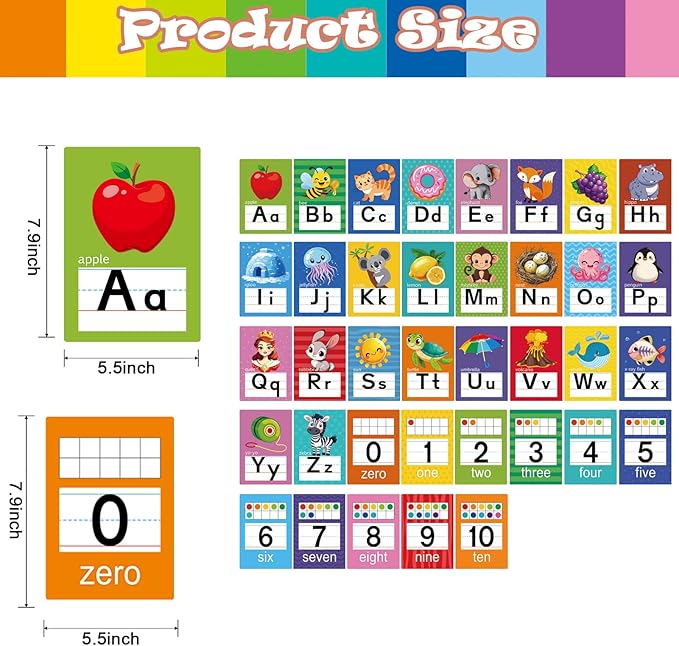 Alphabet Letters for Wall - ABC Alphabet Poster Classroom Wall Alphabet Alphabet Wall Chart Kindergarten Elementary Classroom Wall Decor Daycare Homeschool Supplies (Multi-Colored)