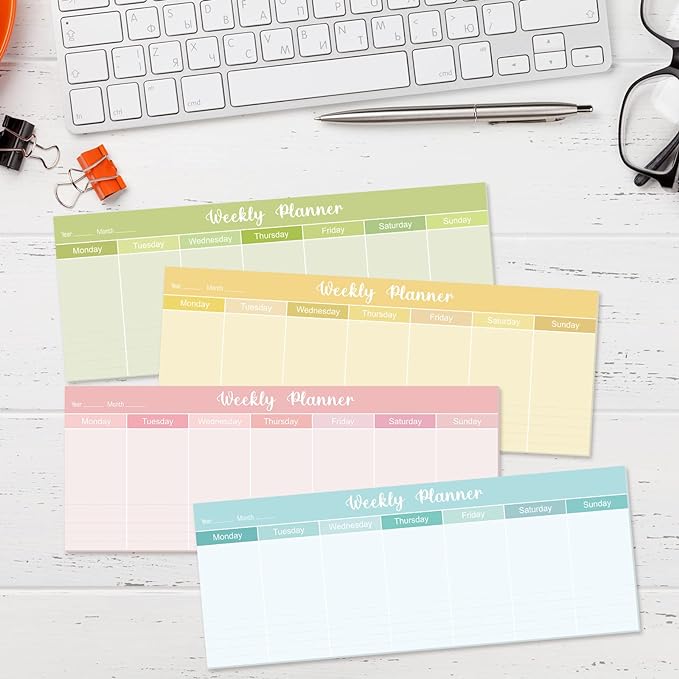 Geyee 120 Sheets Weekly Planner Notepad Tear off Weekly Calendar Pad to Do List Sticky Notepad Desk Schedule Planner for Student Habit Tracker Reminder Office School
