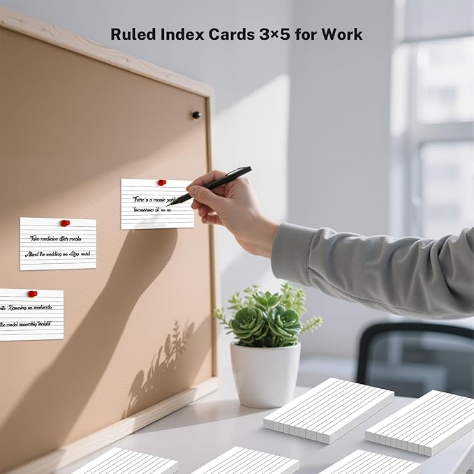 250 Count White Index Cards 3 X 5, Ruled Flash Cards For Studying, Heavy Weight Notecards Lined School Supplies College, Note Cards Lined For Home, Office, School, 5 Pack Flashcards