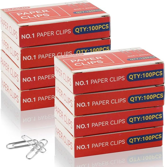 800 Pcs Medium Paper Clips,#1 Smooth Paperclips for Home, School and Office Use,1-2/7 "Rustproof Metal Silver Paper Clips,8 Boxes of 100 Each, 1.3 inch